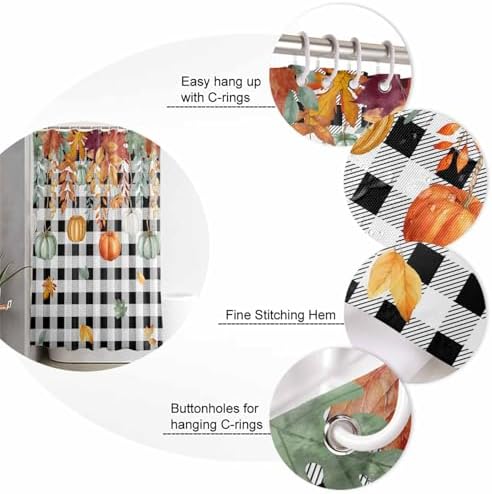 Thanksgiving Pumpkin 4 Pc Shower Curtain Set with Non-Slip Mats