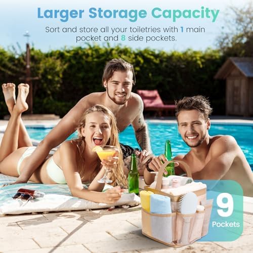 Shower Caddy with 9 Pockets for Travel and Dorm Use