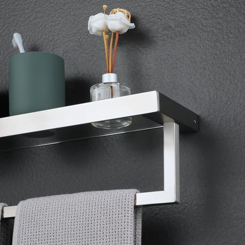 Alise Glass Shelf with Towel Bar Wall Mount