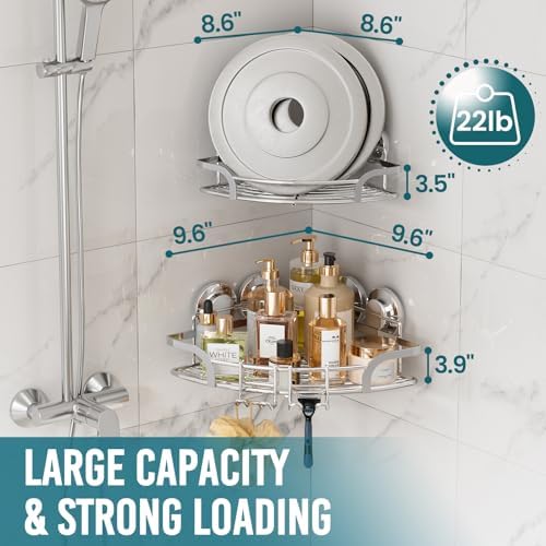 TAILI Powerful Suction Cup Corner Shower Caddy 2 Pack