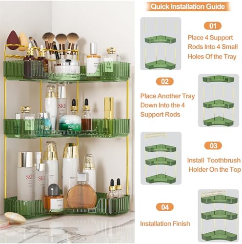 SUNZOS 3-Tier Corner Bathroom Organizer
