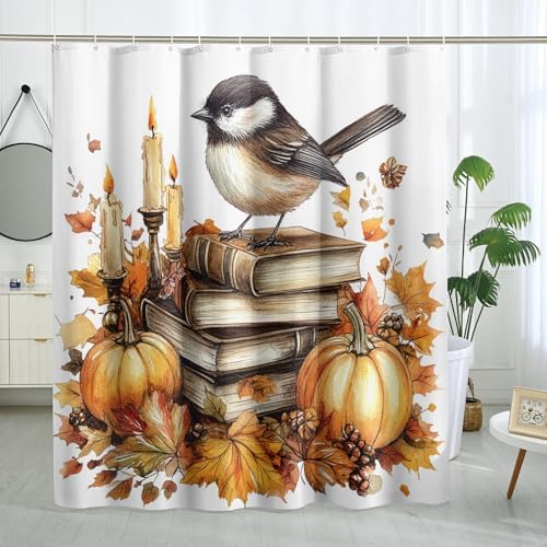 DESIHOM Fall Chickadees Bird Shower Curtain Set 78 Inch