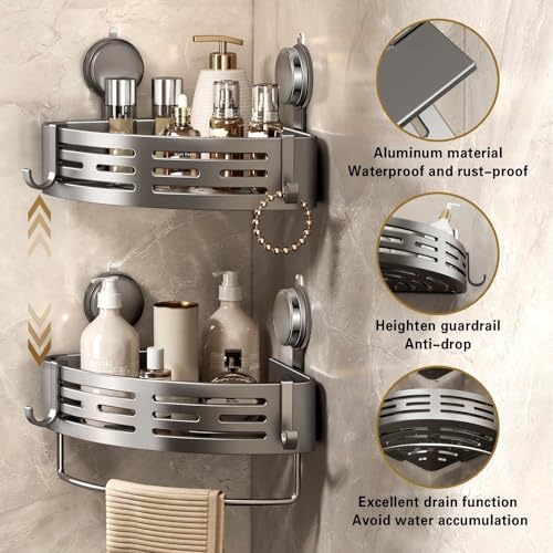 VOLPONE Corner Shower Shelf Suction Cup Mount