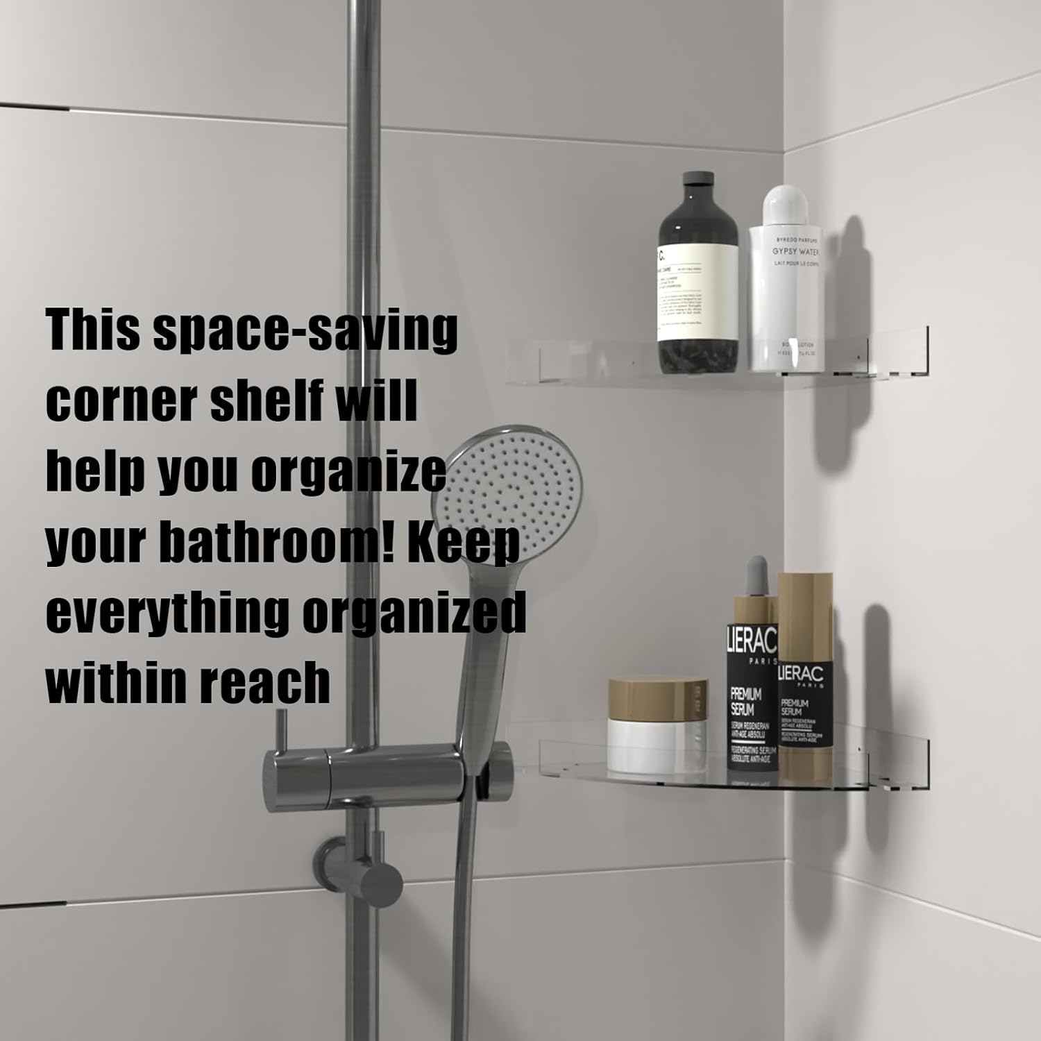 KATASKI 2 Pack Acrylic Shower Caddy Clear Corner Shelf for Bathroom Storage