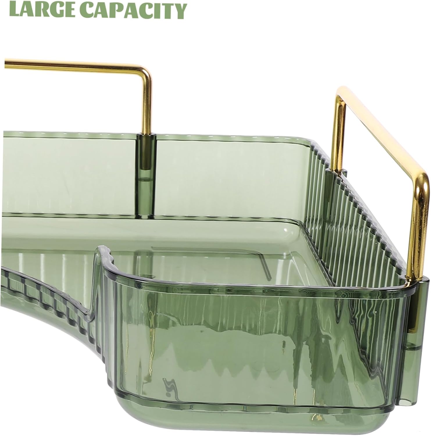 Triangular Makeup Organizer Shelf Corner Storage for Bathroom Vanity Single Layer Green