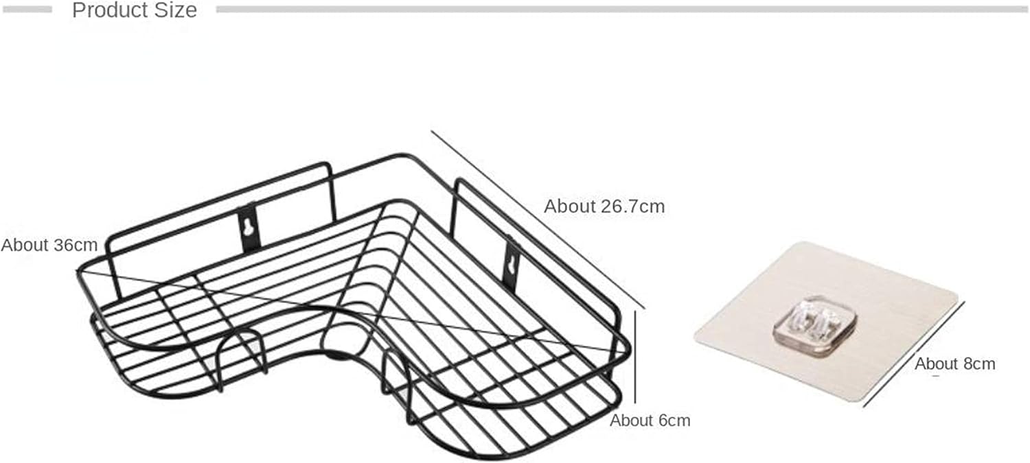 2 Piece L-Shaped Shower Storage Shelf No Drill Wall Mount Organizer for Bathrooms Kitchens and Dorms
