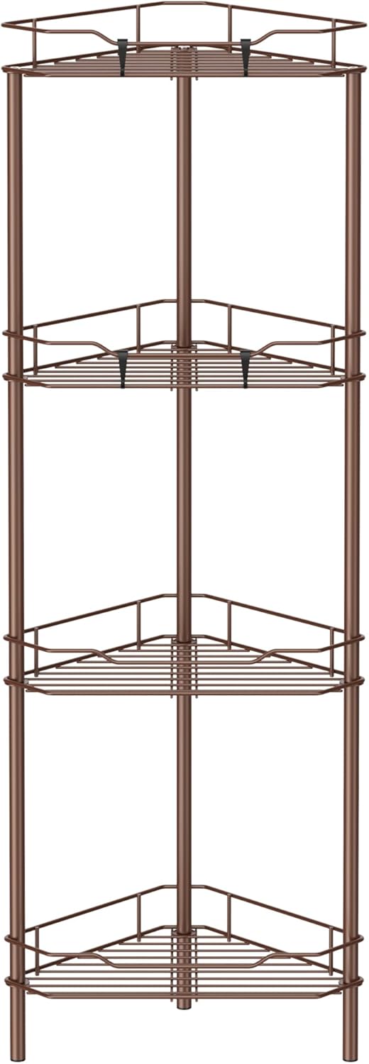 4 Tier Floor Standing Corner Shower Caddy Organizer Shelf with Hooks