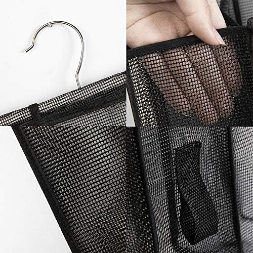 ALYER Black Hanging Mesh Shower Caddy with Hooks