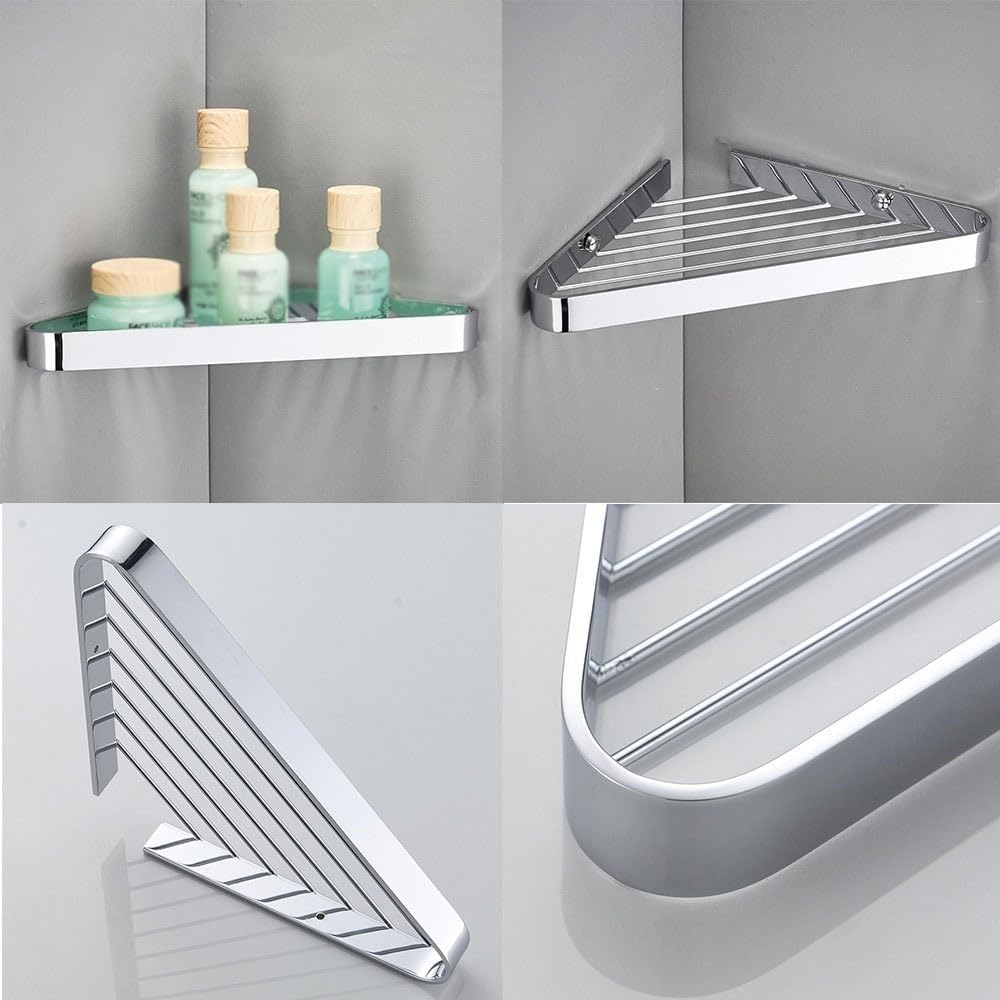 Triangle Metal Shower Shelf Corner Organizer 6 Colors Silver