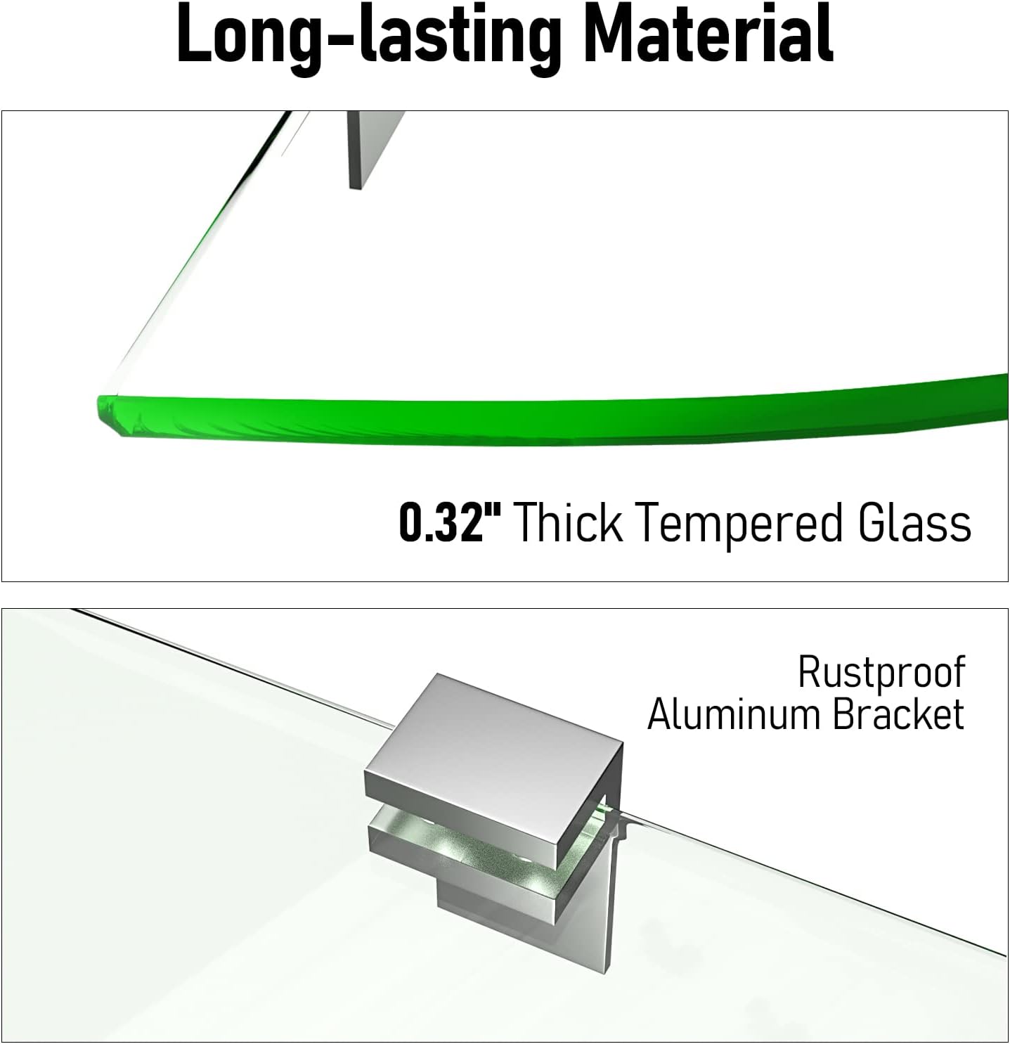 2-Pack Glass Corner Shower Shelves Drill Free Installation