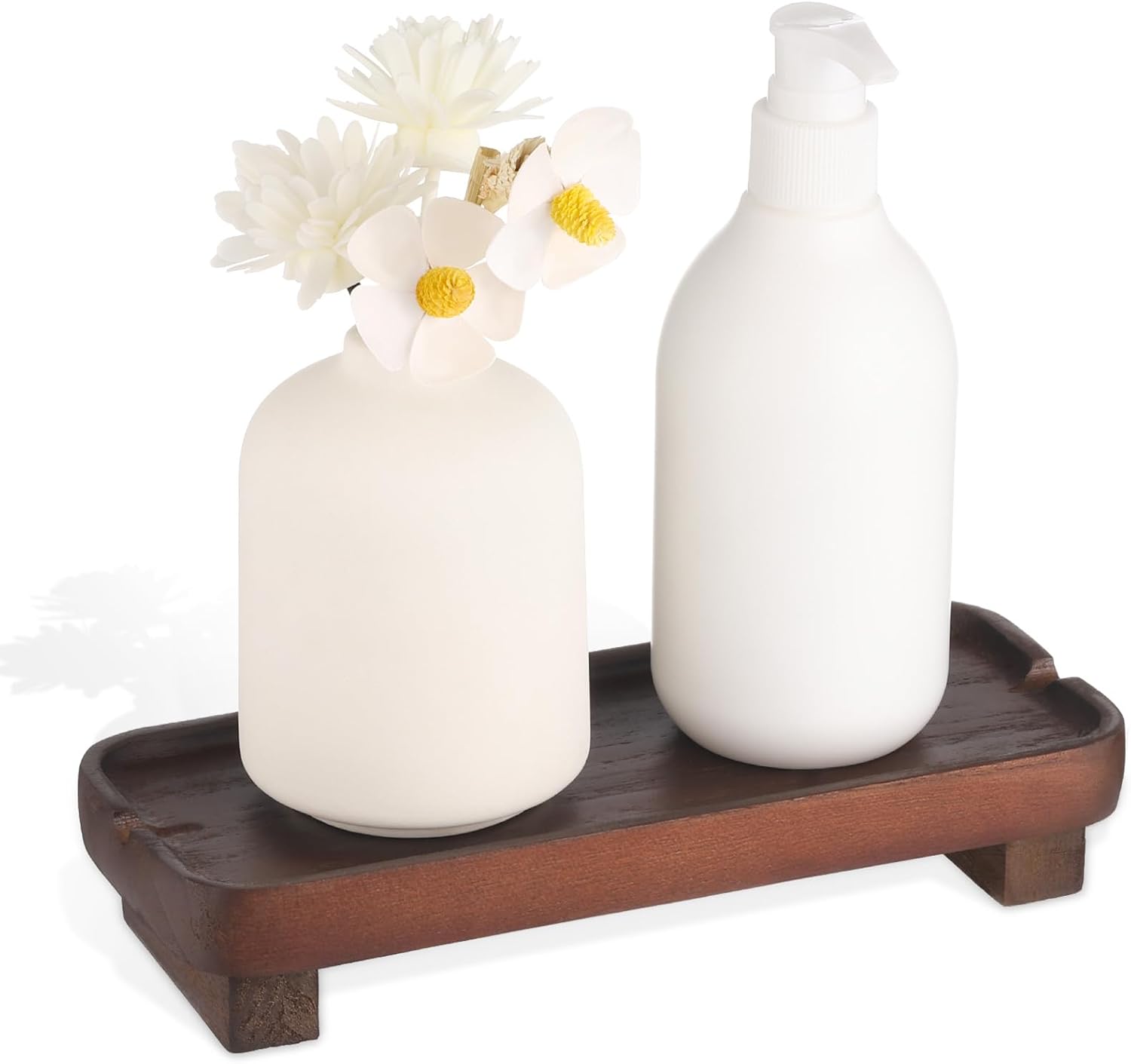 Wood Riser Soap Dish Decorative Tray 87 x 36 Inches Dark Brown