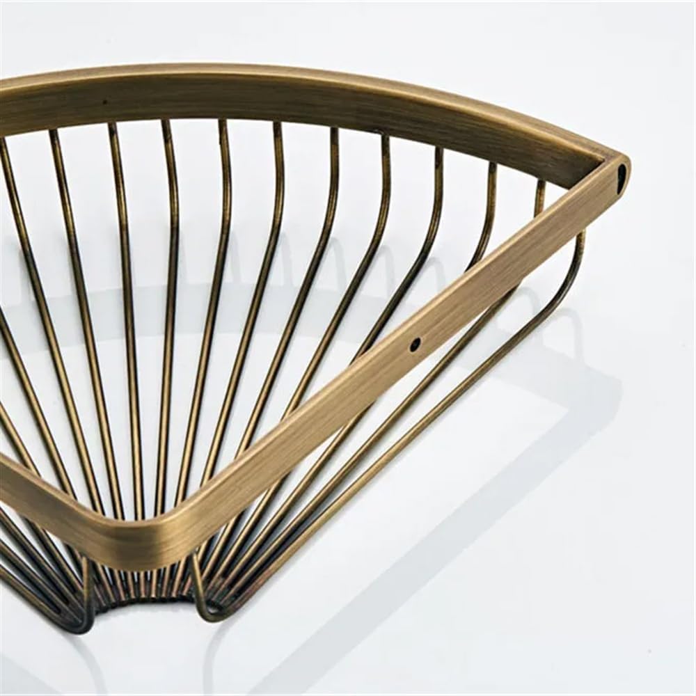 2 Tier Corner Shower Caddy with 2 Hooks and Hooks Copper Wall Mounted Organizer