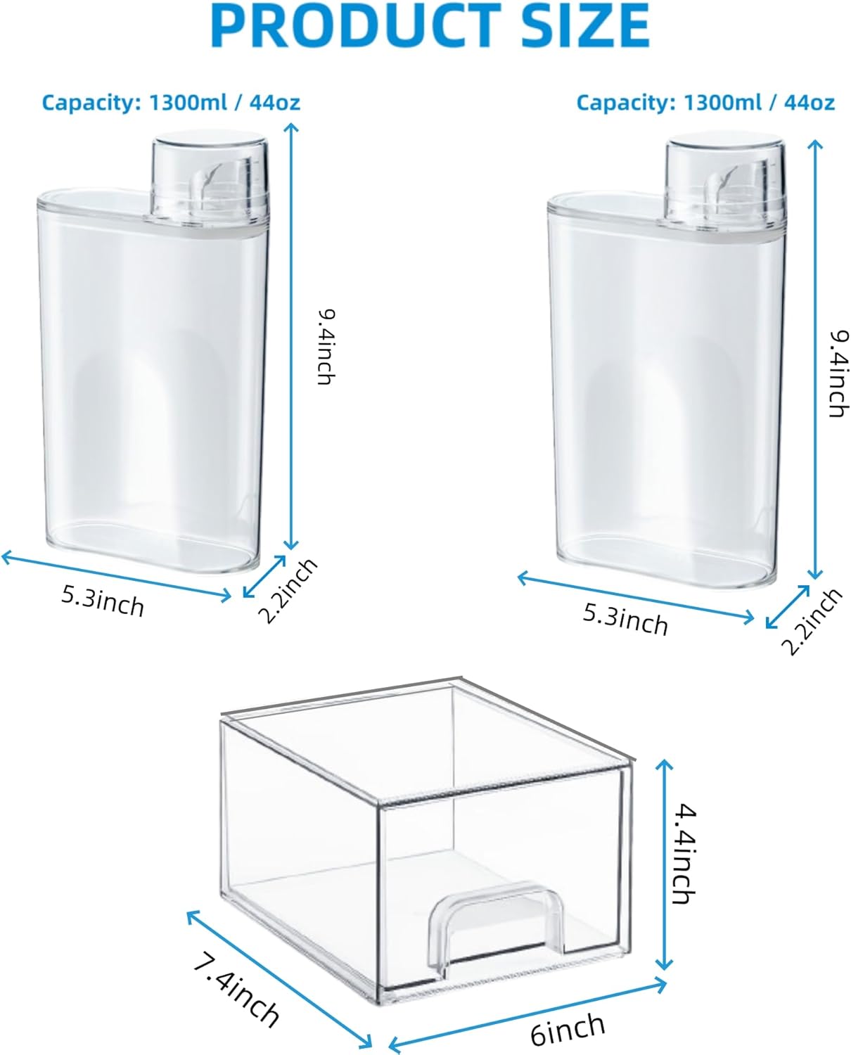 3 Pack Laundry Powder Container and Dryer Sheet Holder Organized Storage Drawer with Labels