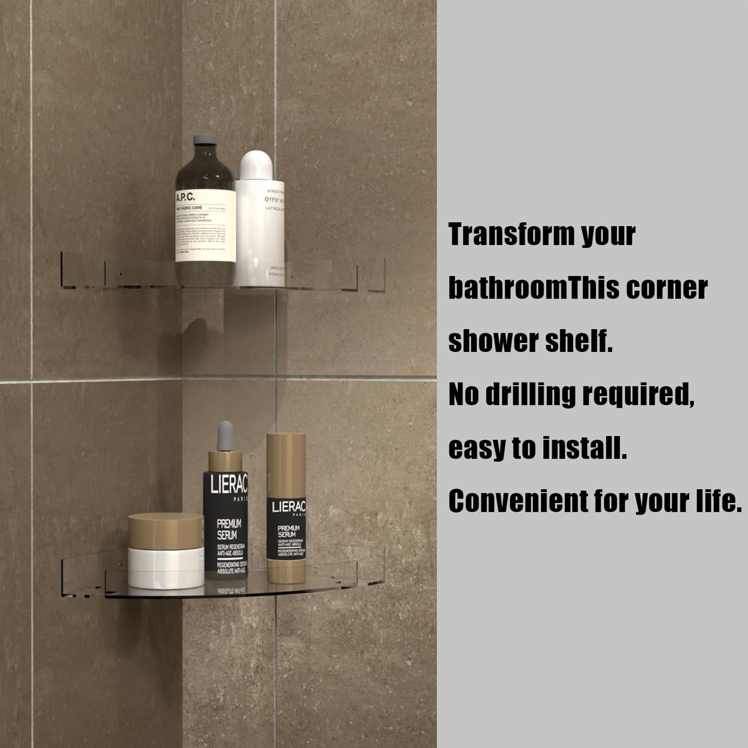 KATASKI 2 Pack Acrylic Shower Caddy Clear Corner Shelf for Bathroom Storage