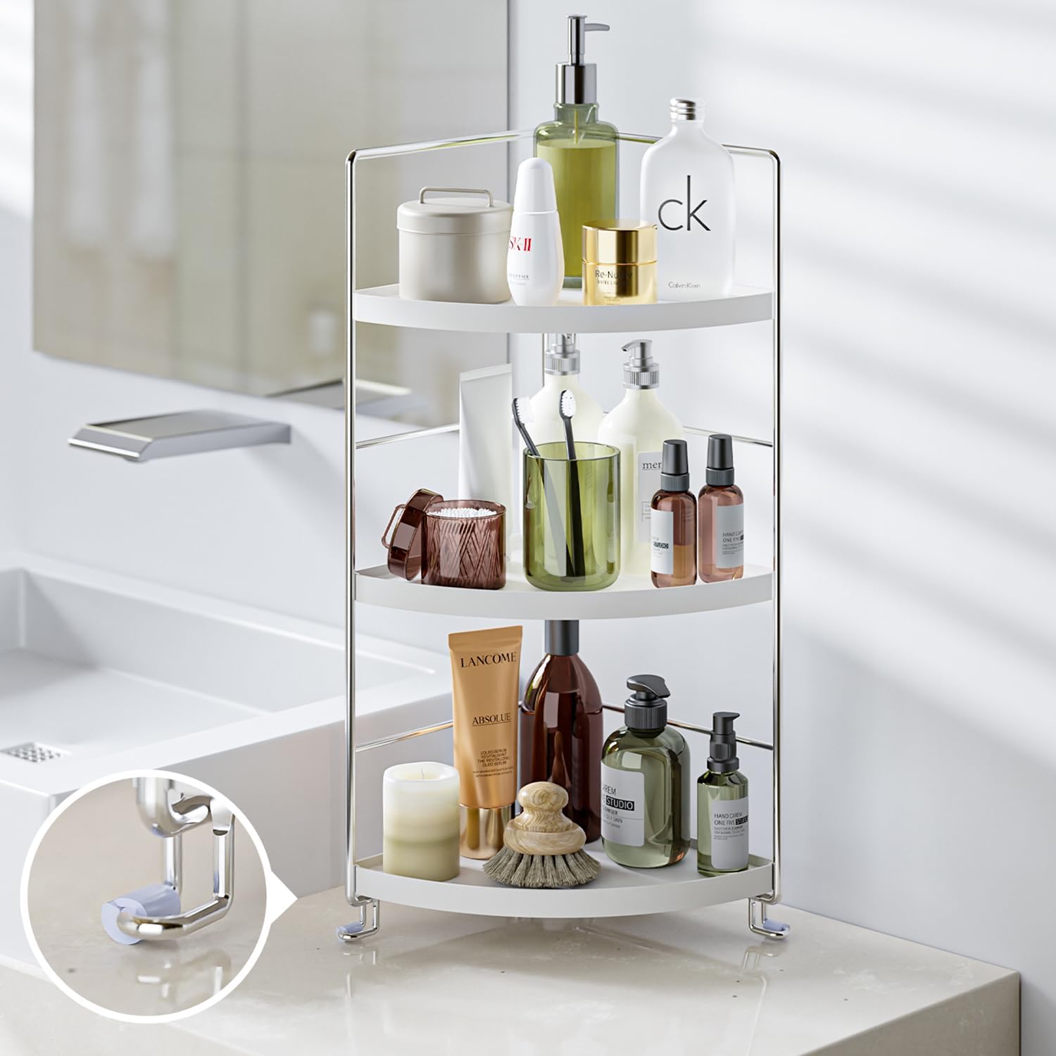3-Tier Corner Spice Rack Organizer for Kitchen and Bathroom