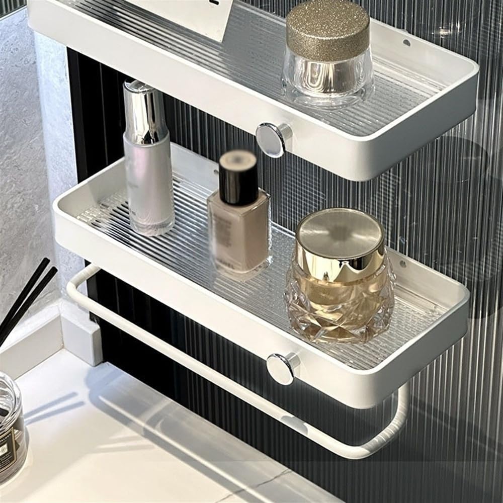Acrylic Shower Caddy with Hook 30cm Floating Shelf for Bathroom Storage and Display