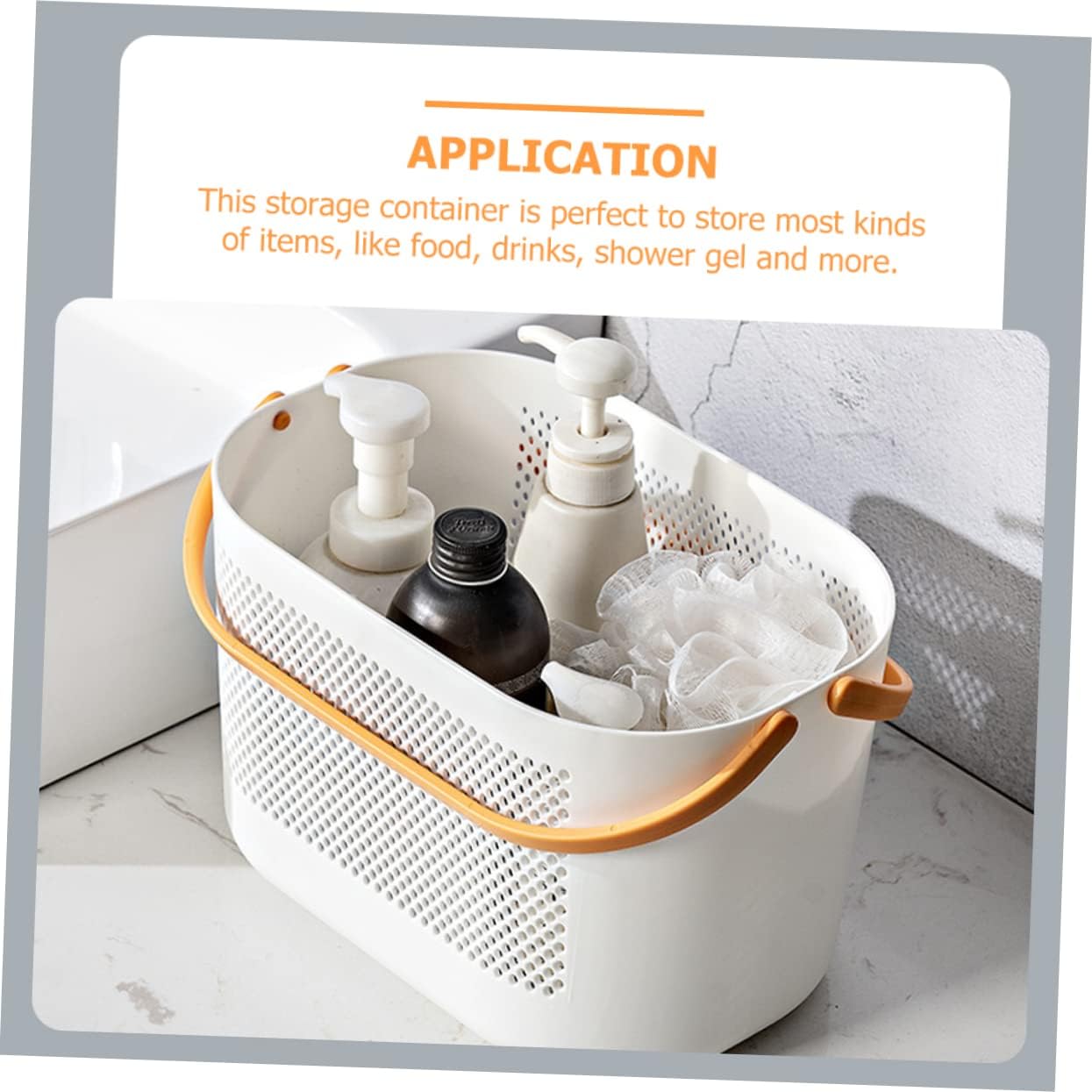 PRETYZOOM Portable Shower Basket Lightweight Plastic Storage Bin with Handles for Bathroom Organization