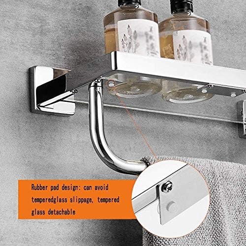 Bathroom Glass Shelf with 304 Stainless Steel Towel Bar