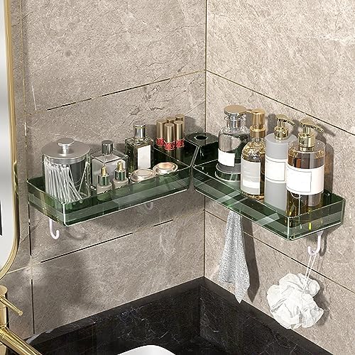 Foldable Corner Shower Caddy Adhesive Storage Shelf for Bathroom and Kitchen