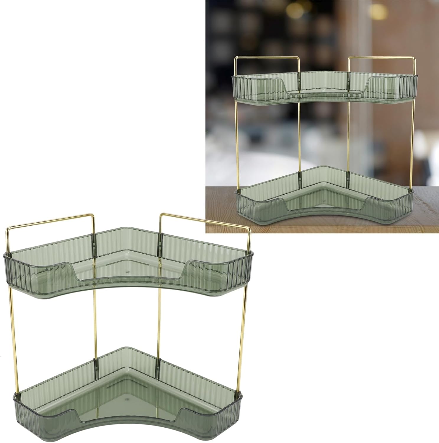 2 Tier Corner Bathroom Counter Organizer for Cosmetics and Skincare