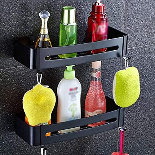 OSKOUR Bathroom Shelves Black Corner Basket Wall Mounted Organizer