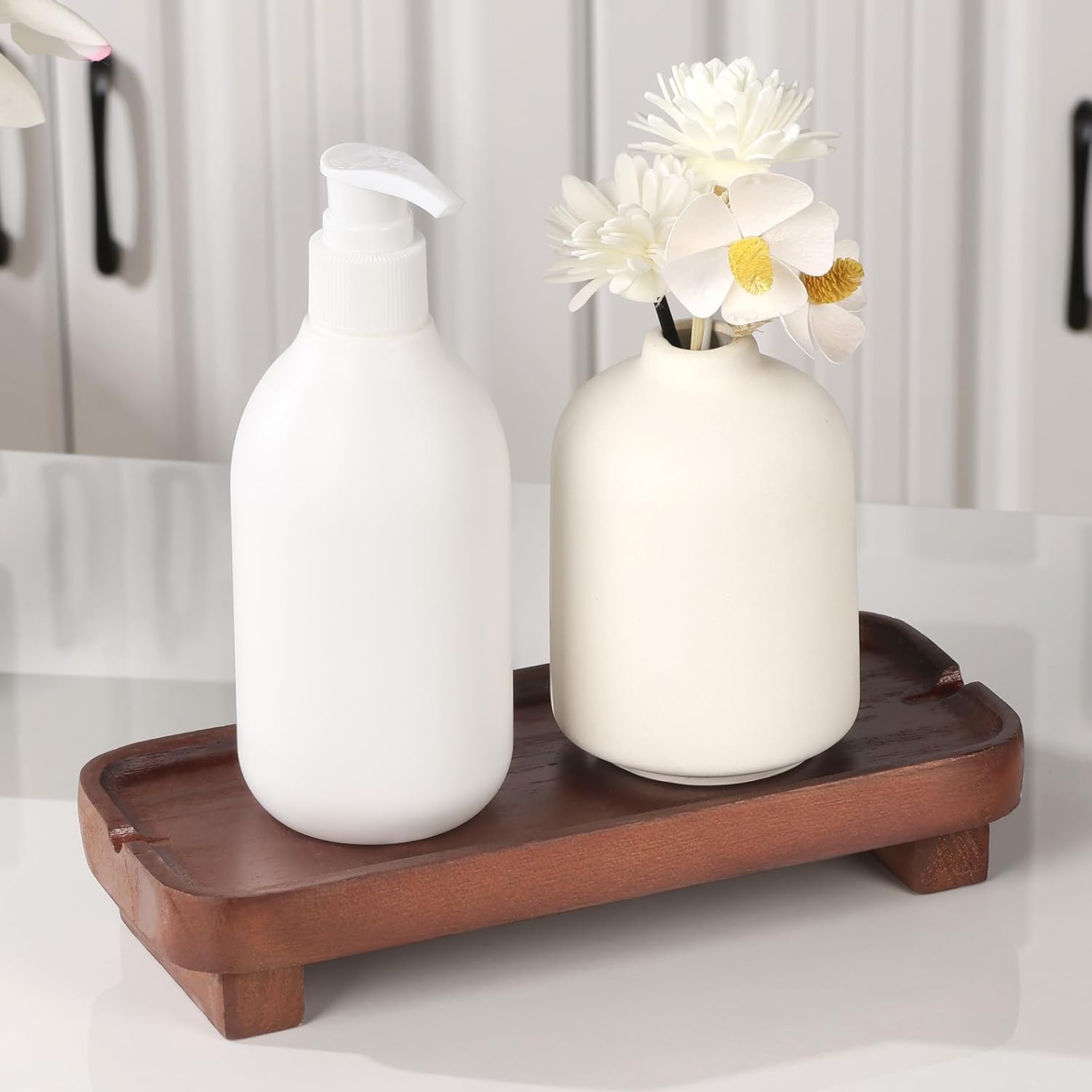 Wood Riser Soap Dish Decorative Tray 87 x 36 Inches Dark Brown