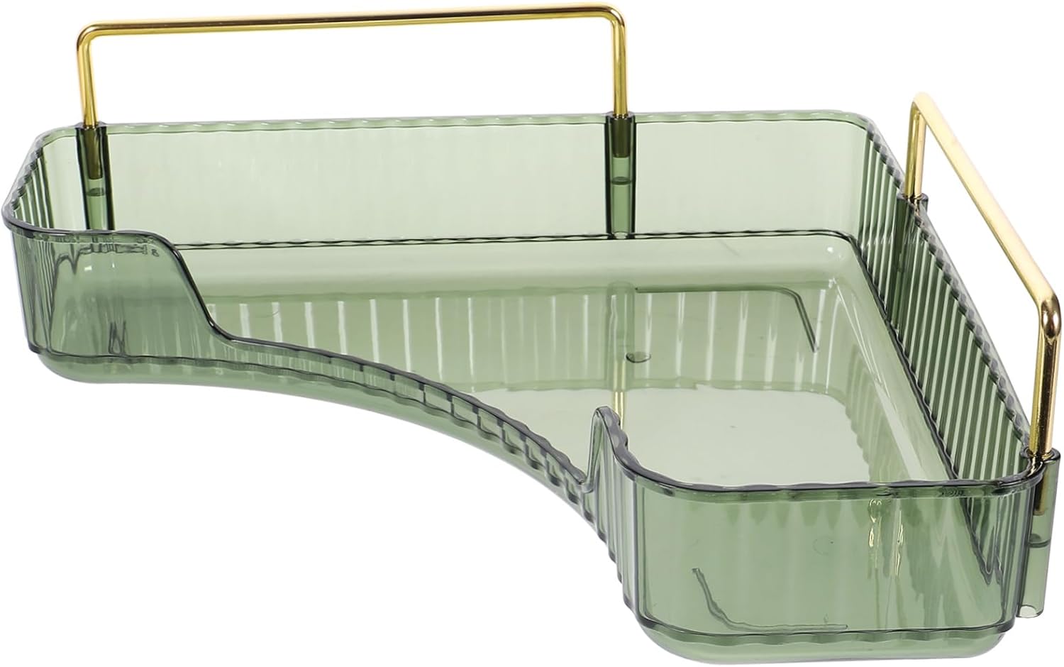 Triangular Makeup Organizer Shelf Corner Storage for Bathroom Vanity Single Layer Green