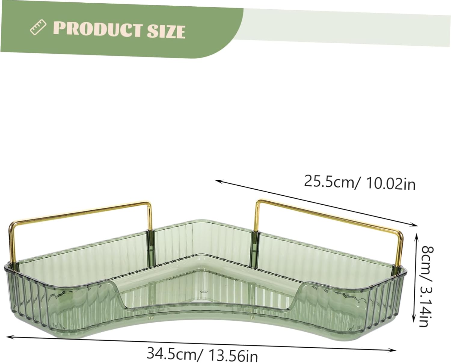 Triangular Makeup Organizer Shelf Corner Storage for Bathroom Vanity Single Layer Green