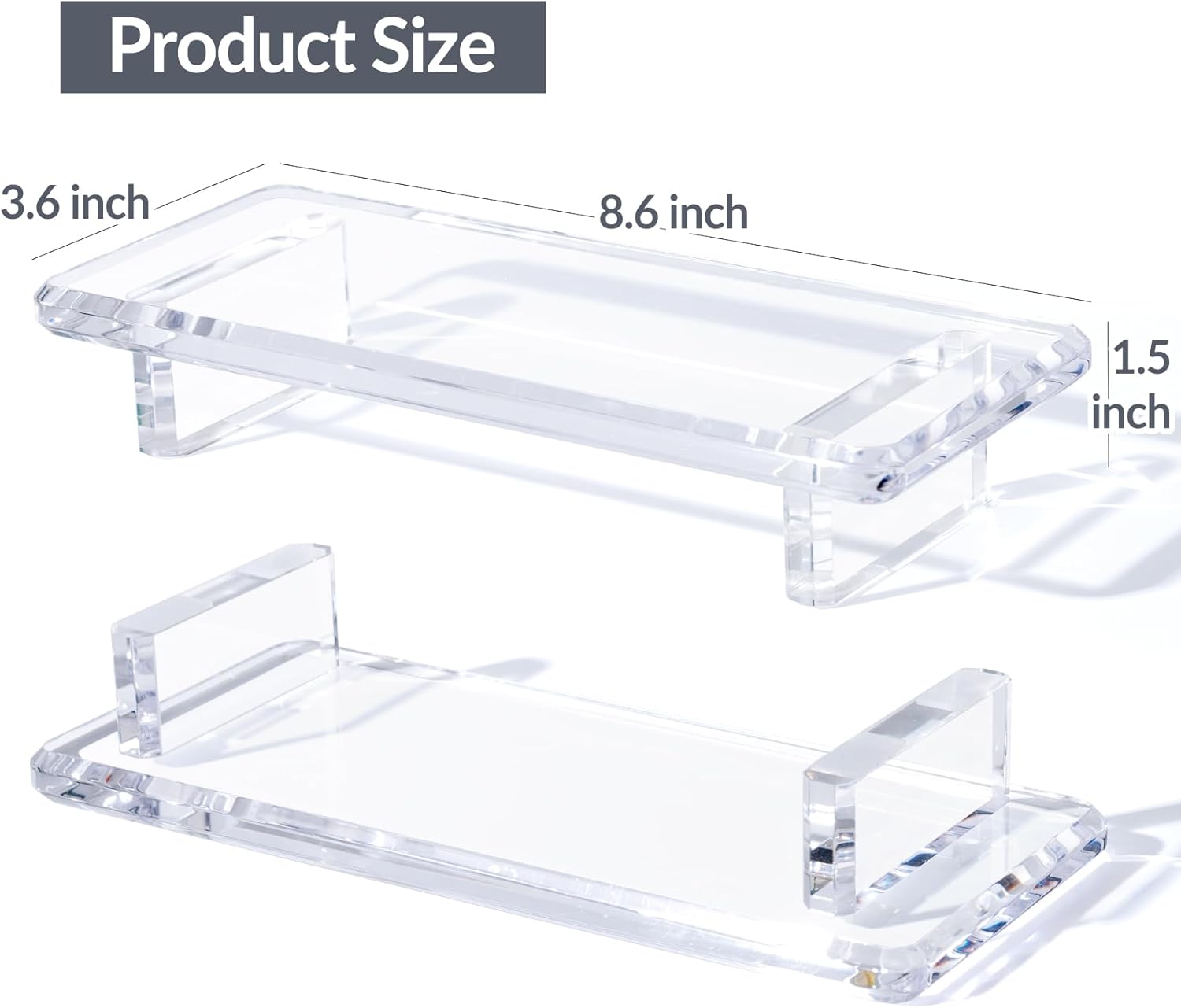 Acrylic Bathroom Counter Tray - Soap Dish and Vanity Decor Water-Resistant Small