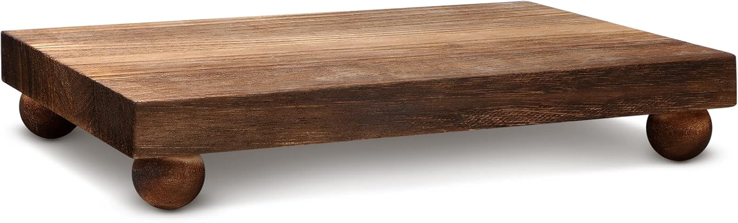 Amyhill Dark Brown Wood Soap Tray Stand for Kitchen Bathroom Counter Table Decor Plant Candle Display