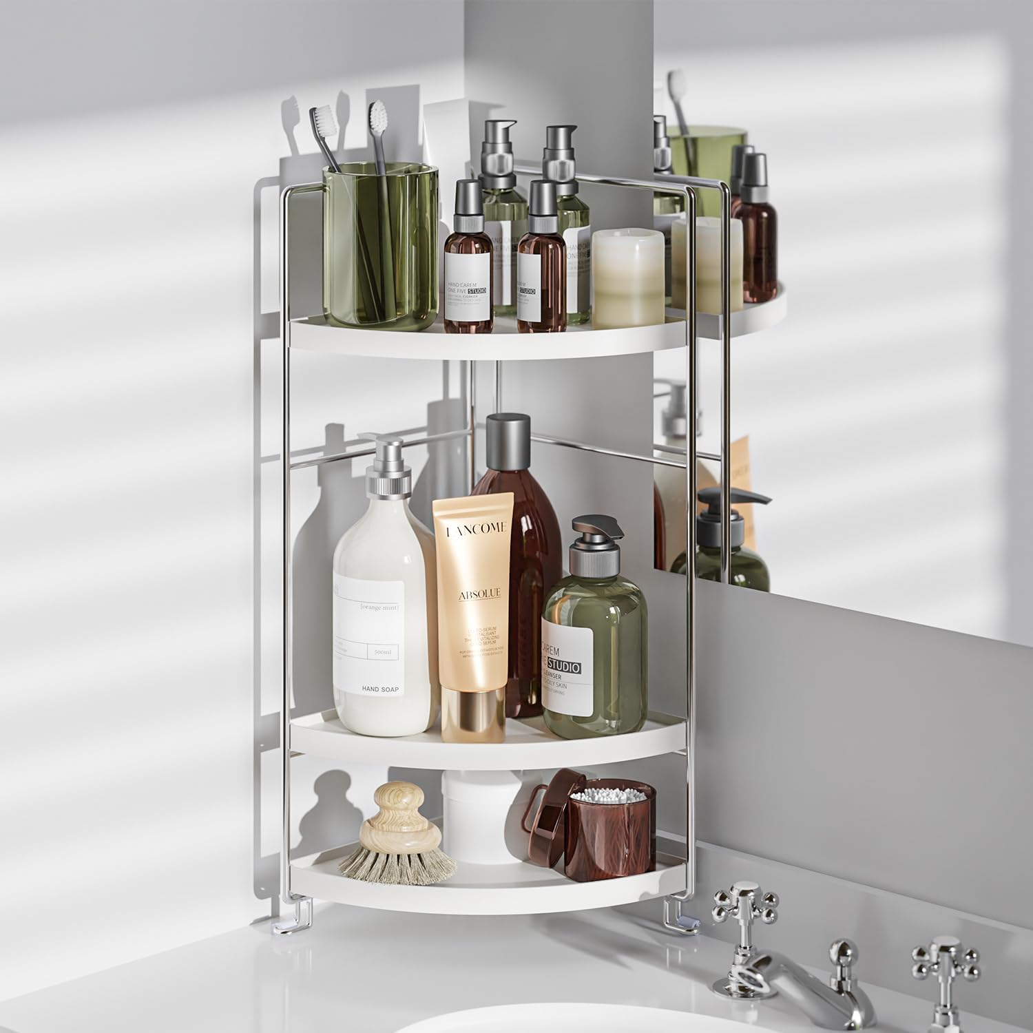 3-Tier Corner Spice Rack Organizer for Kitchen and Bathroom