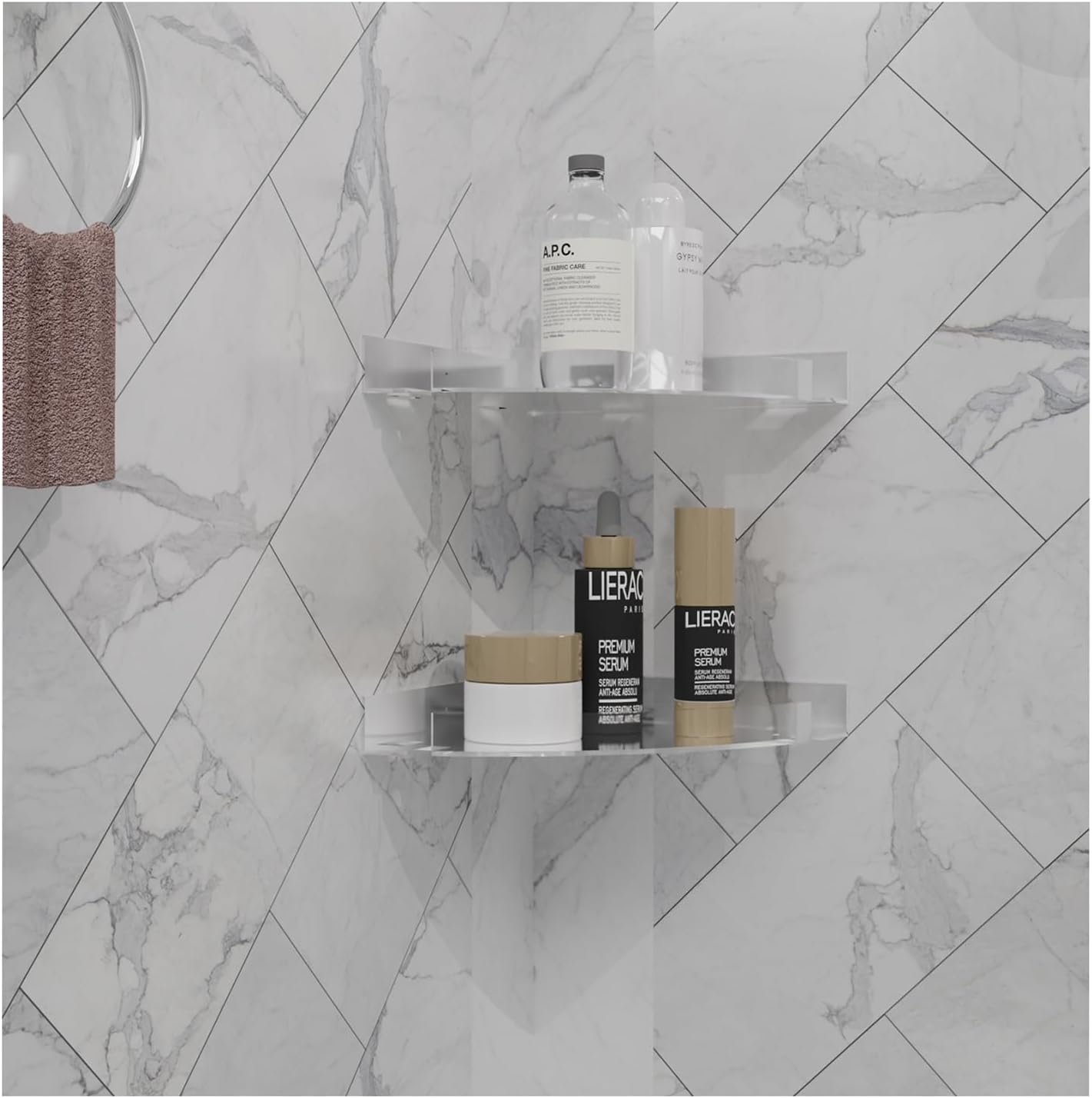 KATASKI 2 Pack Acrylic Shower Caddy Clear Corner Shelf for Bathroom Storage