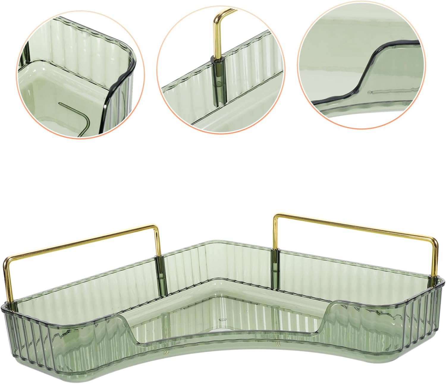 Triangular Makeup Organizer Shelf Corner Storage for Bathroom Vanity Single Layer Green