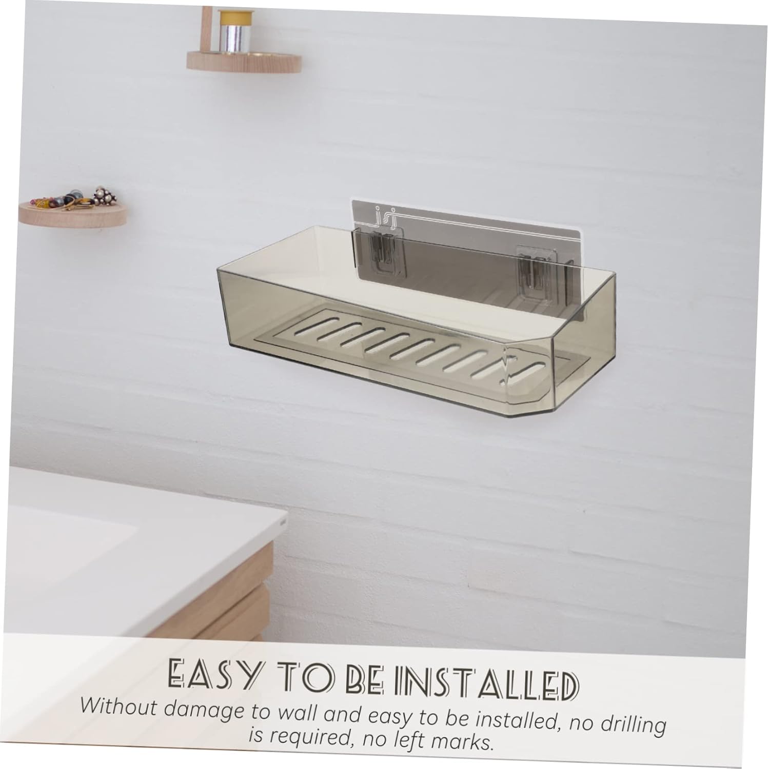 Brightfufu Door Organizer Wall Sticking Shelf Bathroom Shower Rack No Drill Decorative Storage Stands Easy Install