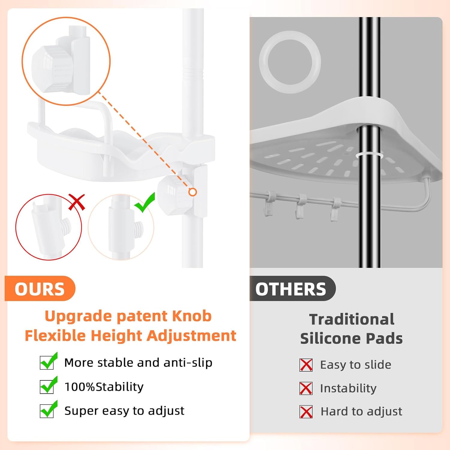 XLHOMO 32-122 Inch Corner Shower Caddy with 4 Tier Shelves