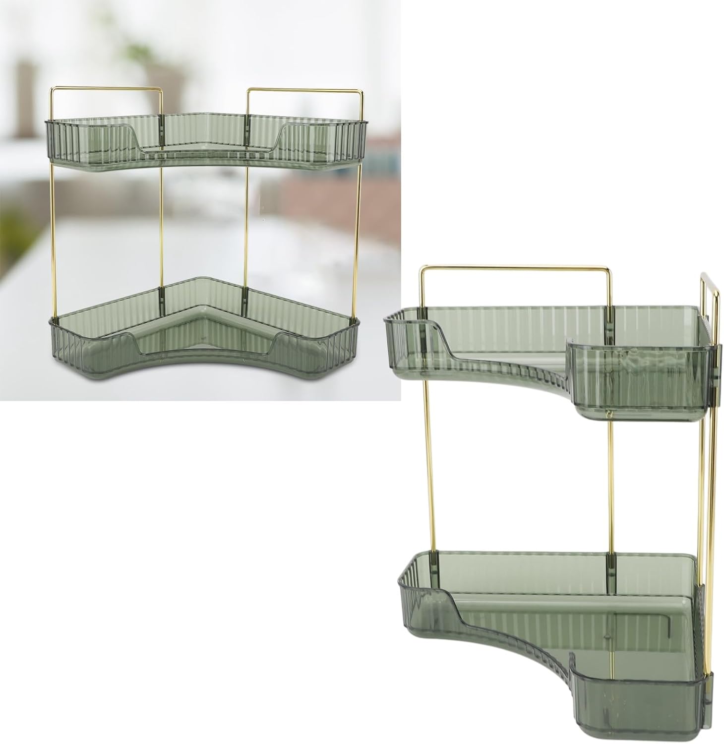 2 Tier Corner Bathroom Counter Organizer for Cosmetics and Skincare