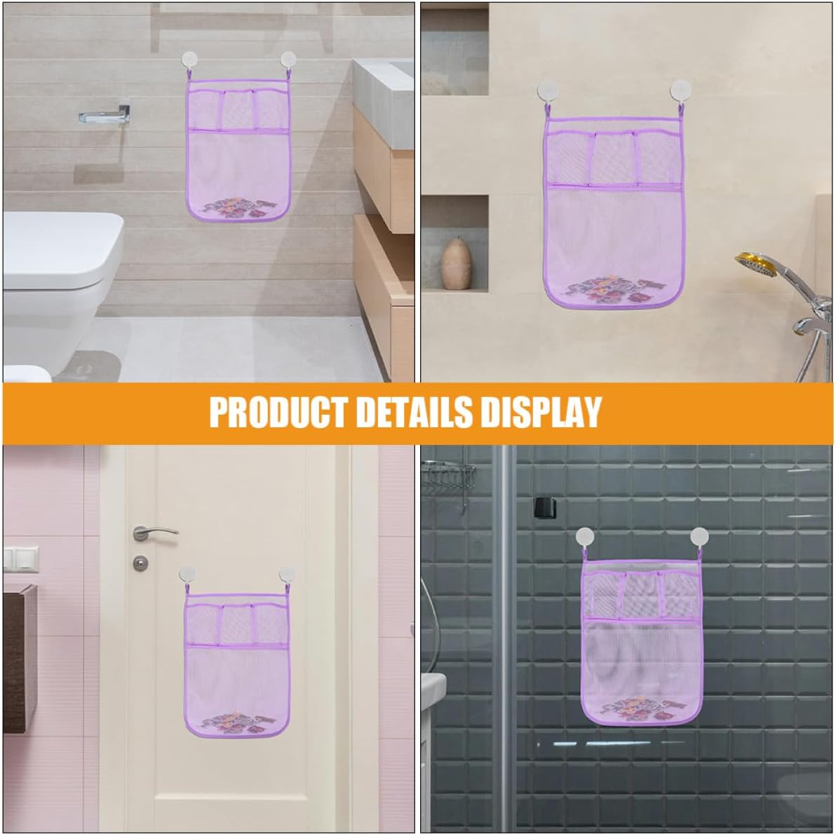 ERINGOGO 2pcs Mesh Bath Toy Organizer Hanging Storage Bag for Shower and Bath Tub