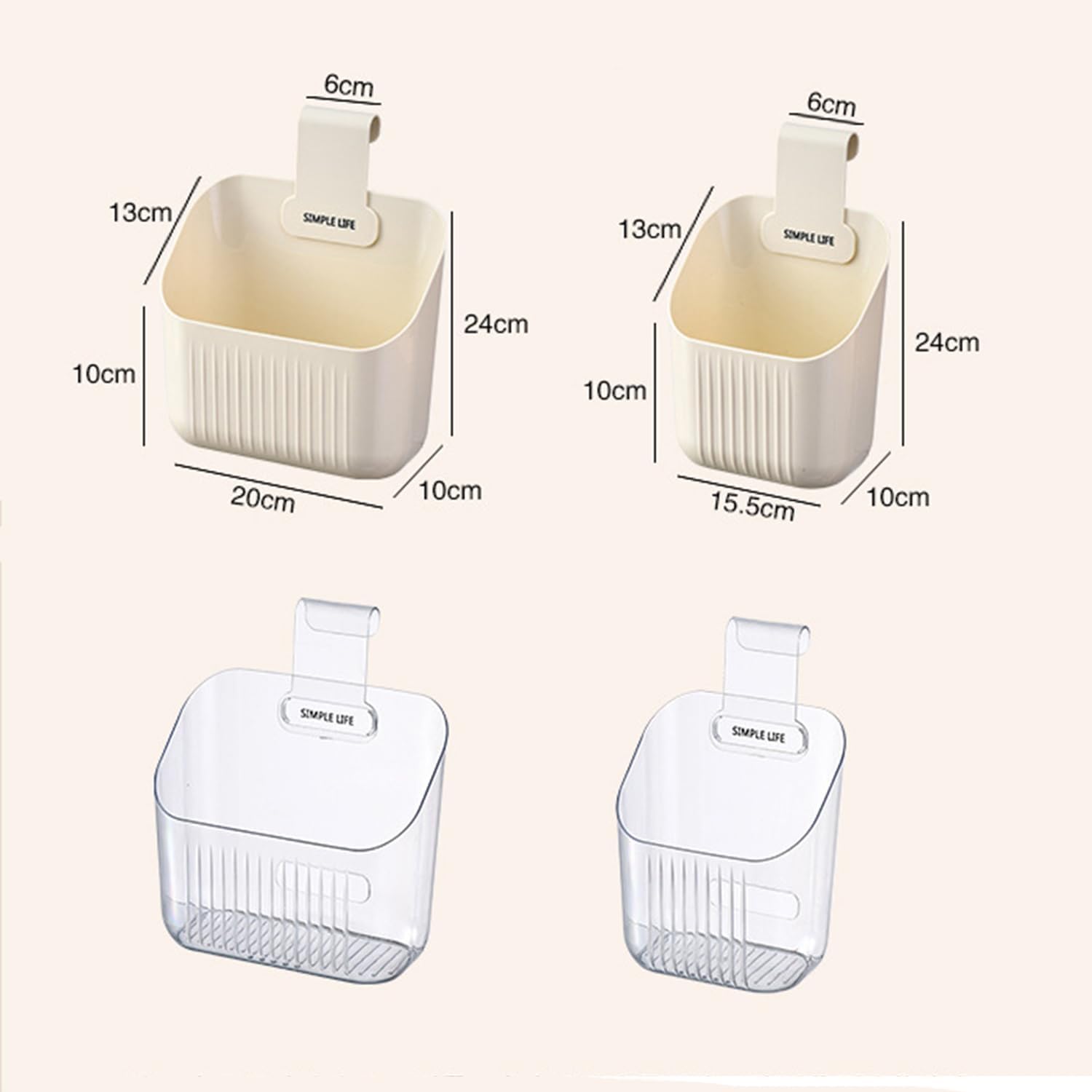 3 Pcs Hanging Shower Basket Caddy Portable Wall Storage Organizer Hanging Cup Holder for Kids Beige 20cm