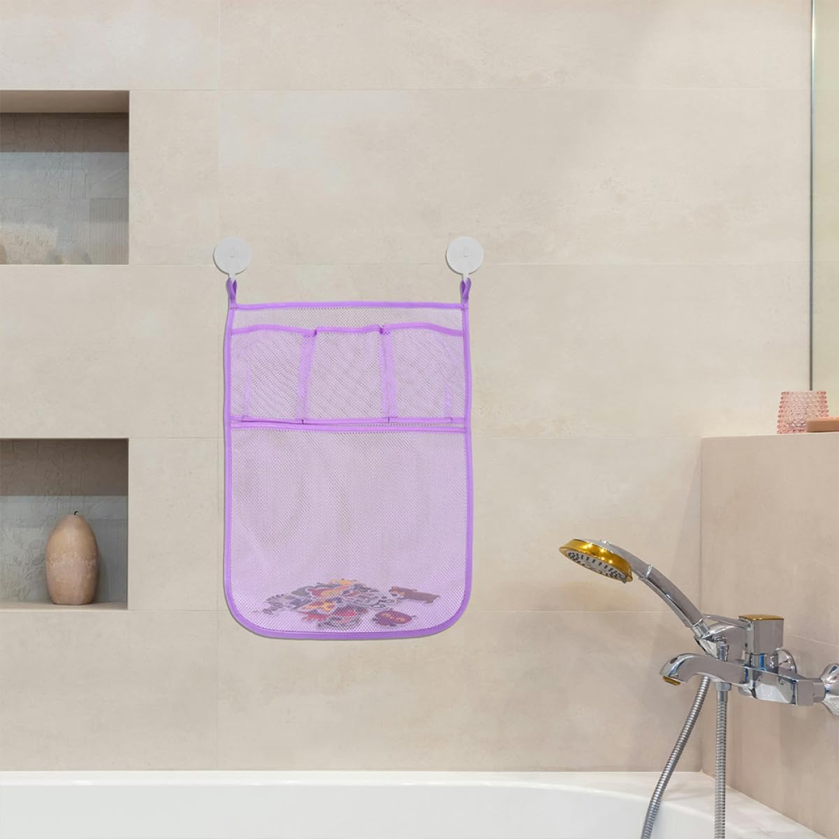 ERINGOGO 2pcs Mesh Bath Toy Organizer Hanging Storage Bag for Shower and Bath Tub