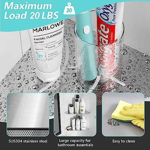 Heavy Duty Corner Shower Shelf Matte Black 304 Stainless Steel