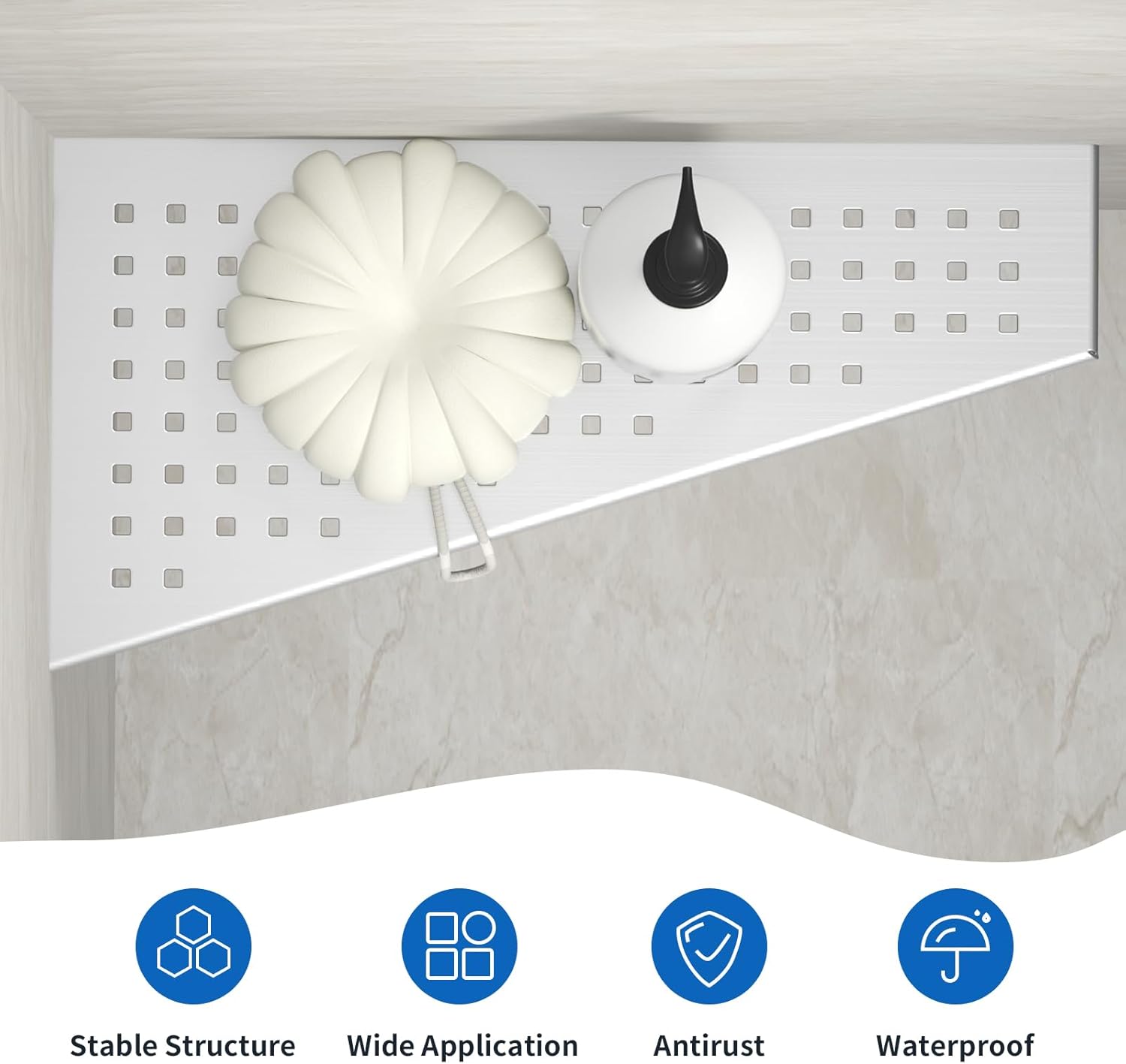 Corner Shower Shelf 2PCS Trapezoid Shaped 304 Stainless Steel No Drilling Needed