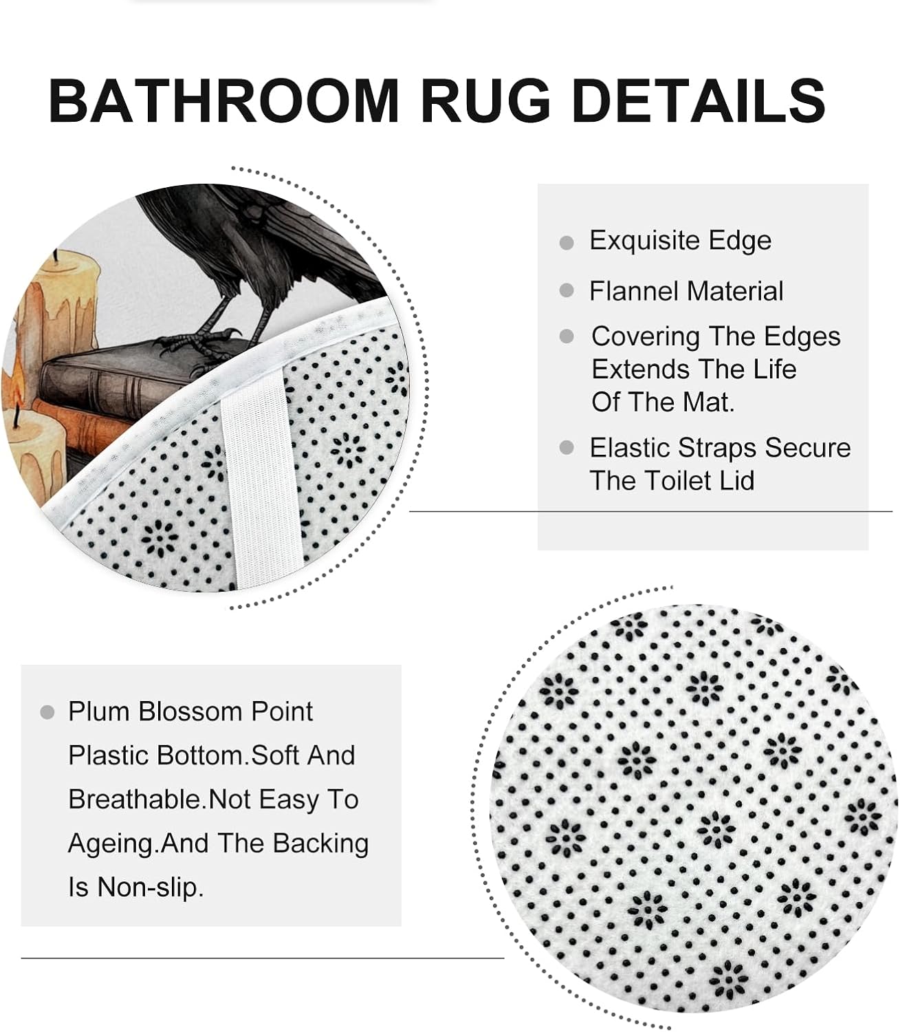 DESIHOM 4PCS Fall Crow Ravens Bird Shower Curtain Set 72x72 with Hooks and Bath Mat Accessories