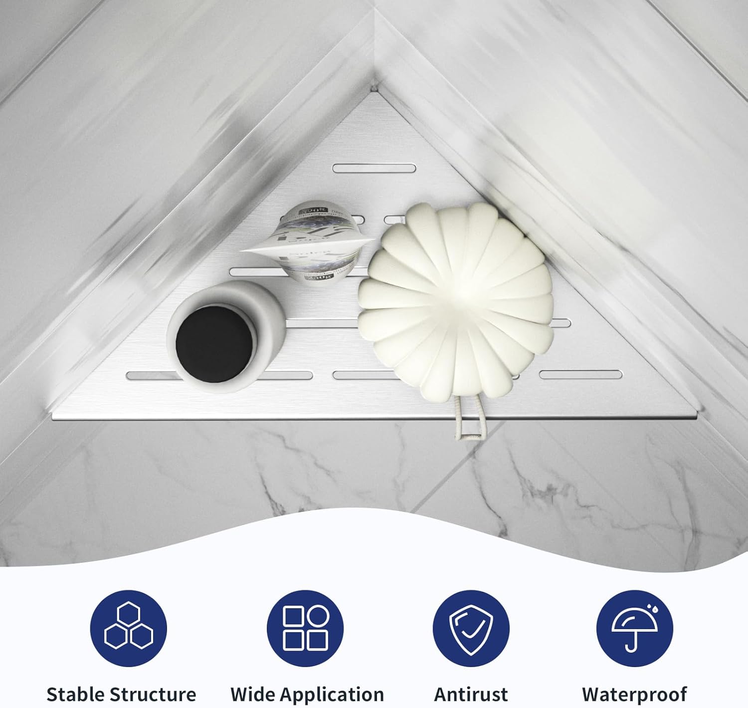 10 Inch Corner Shower Shelf 2PCS No Drilling Needed 304 Stainless Steel