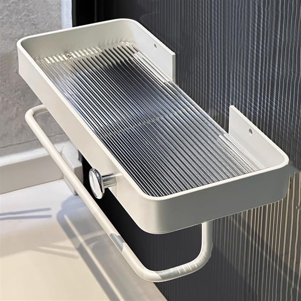 Acrylic Shower Caddy with Hook 30cm Floating Shelf for Bathroom Storage and Display