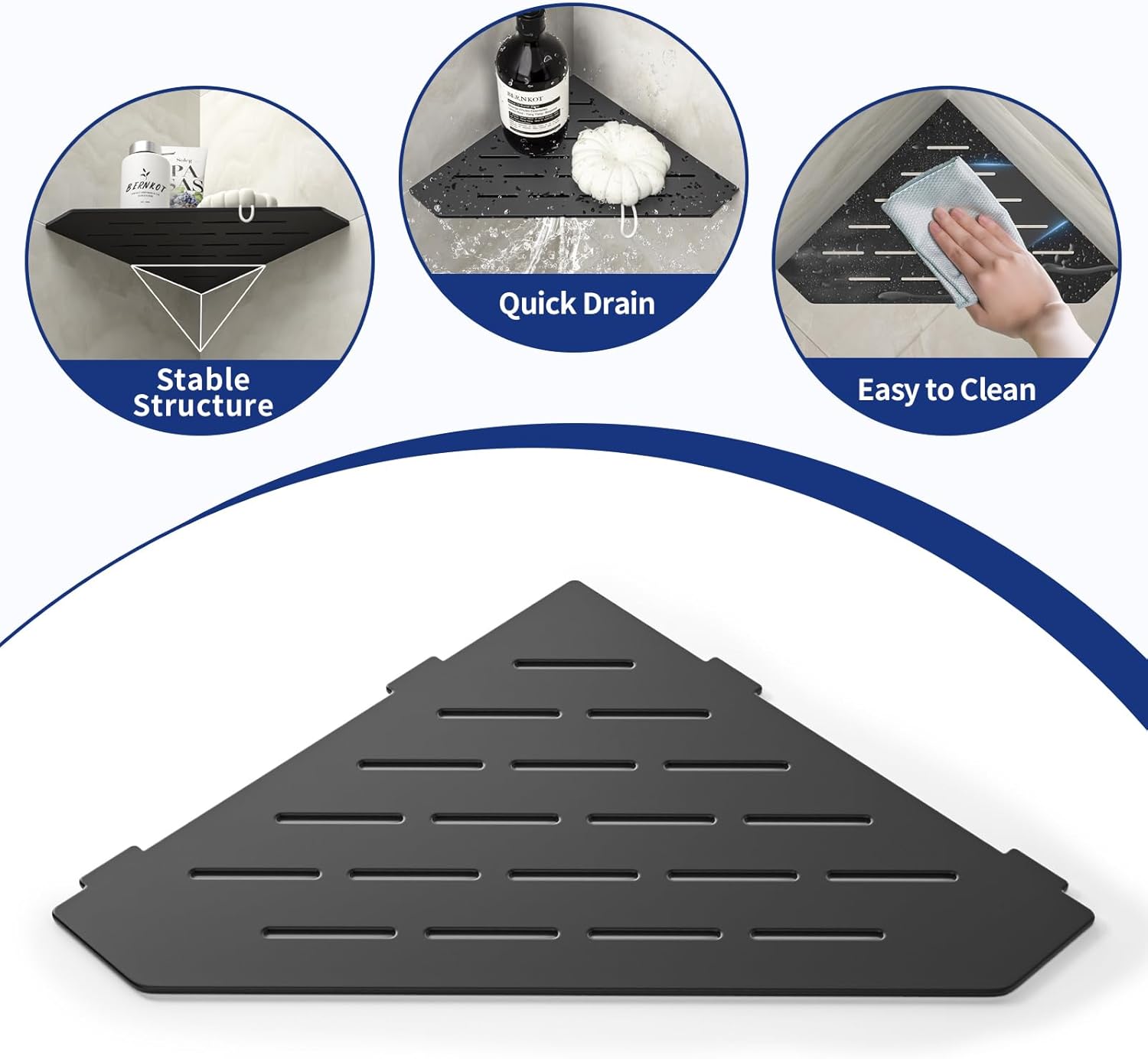 Bernkot Corner Shower Shelf 2 Pack Matte Black 304 Stainless Steel