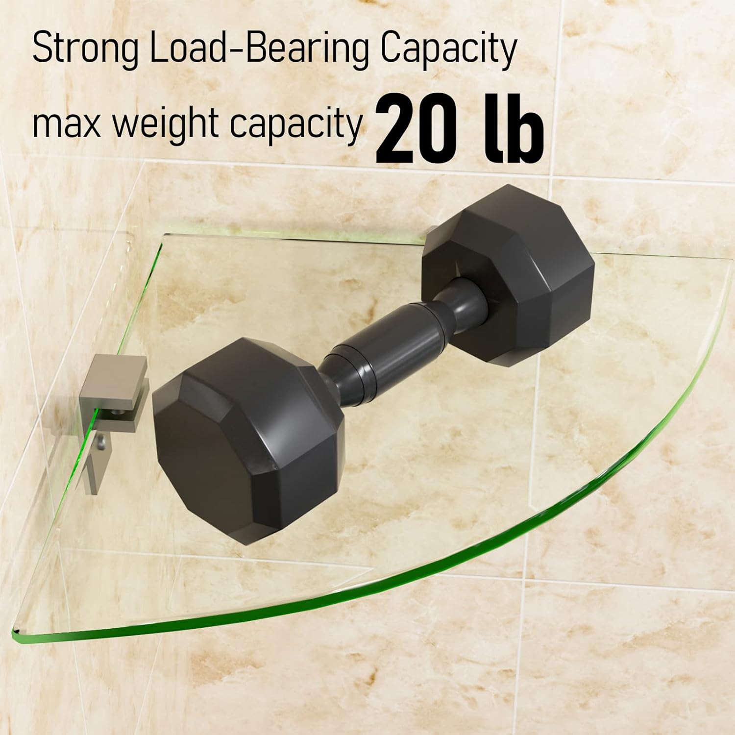 2-Pack Glass Corner Shower Shelves Drill Free Installation