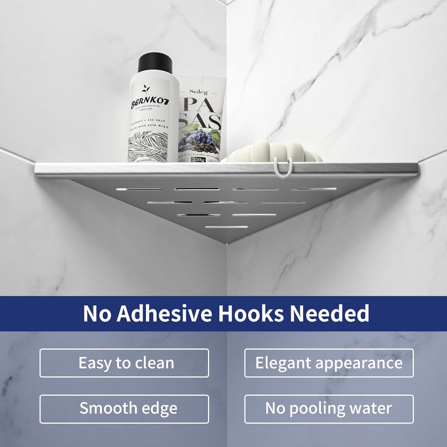 10 Inch Corner Shower Shelf 2PCS No Drilling Needed 304 Stainless Steel
