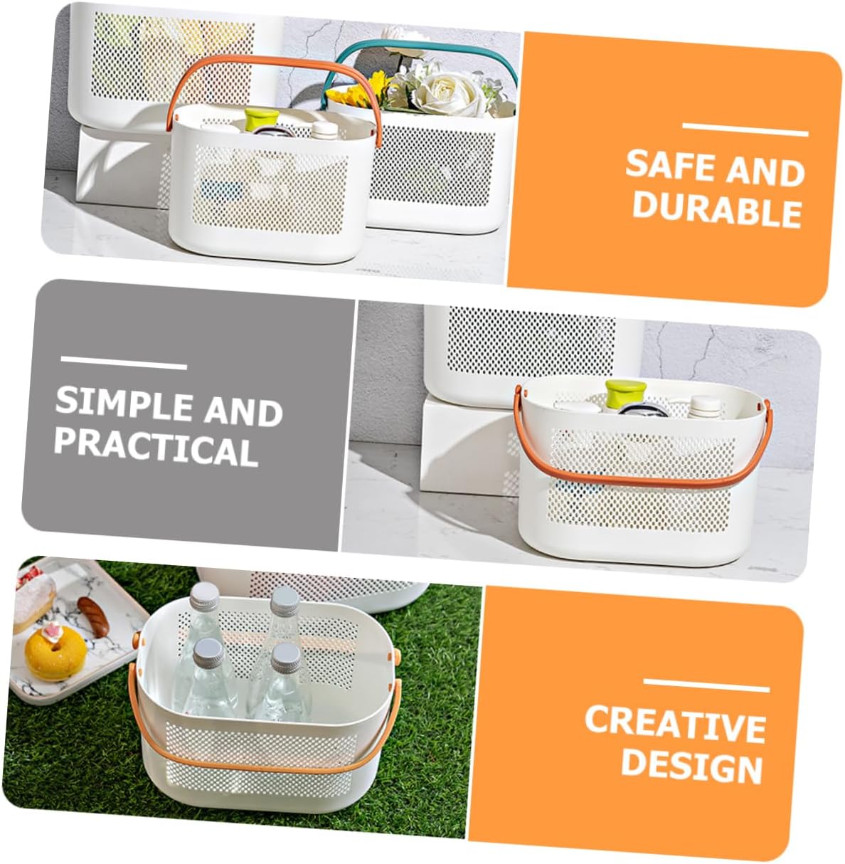 PRETYZOOM Portable Shower Basket Lightweight Plastic Storage Bin with Handles for Bathroom Organization