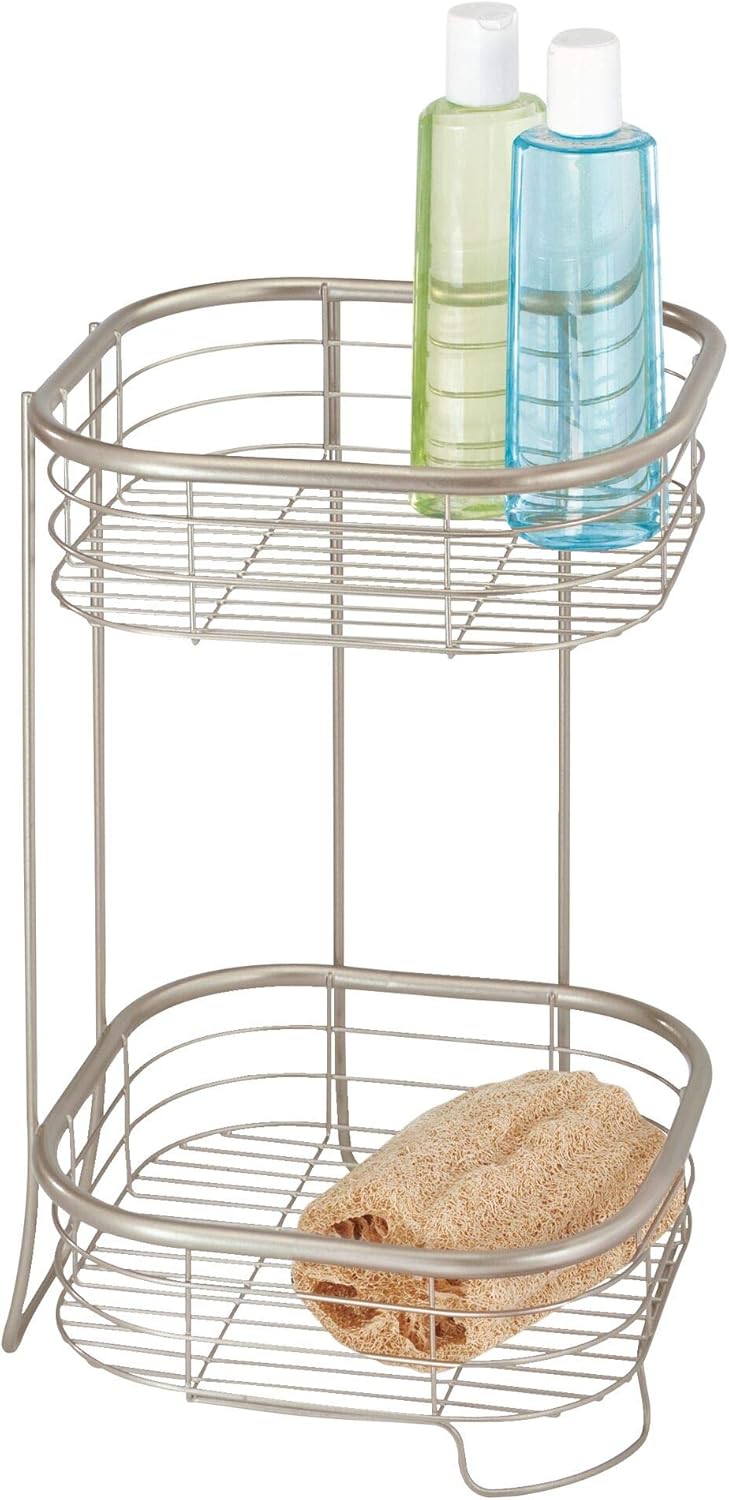 iDesign Forma Metal Wire Corner Shower Tower Caddy 2-Tier Satin Silver
