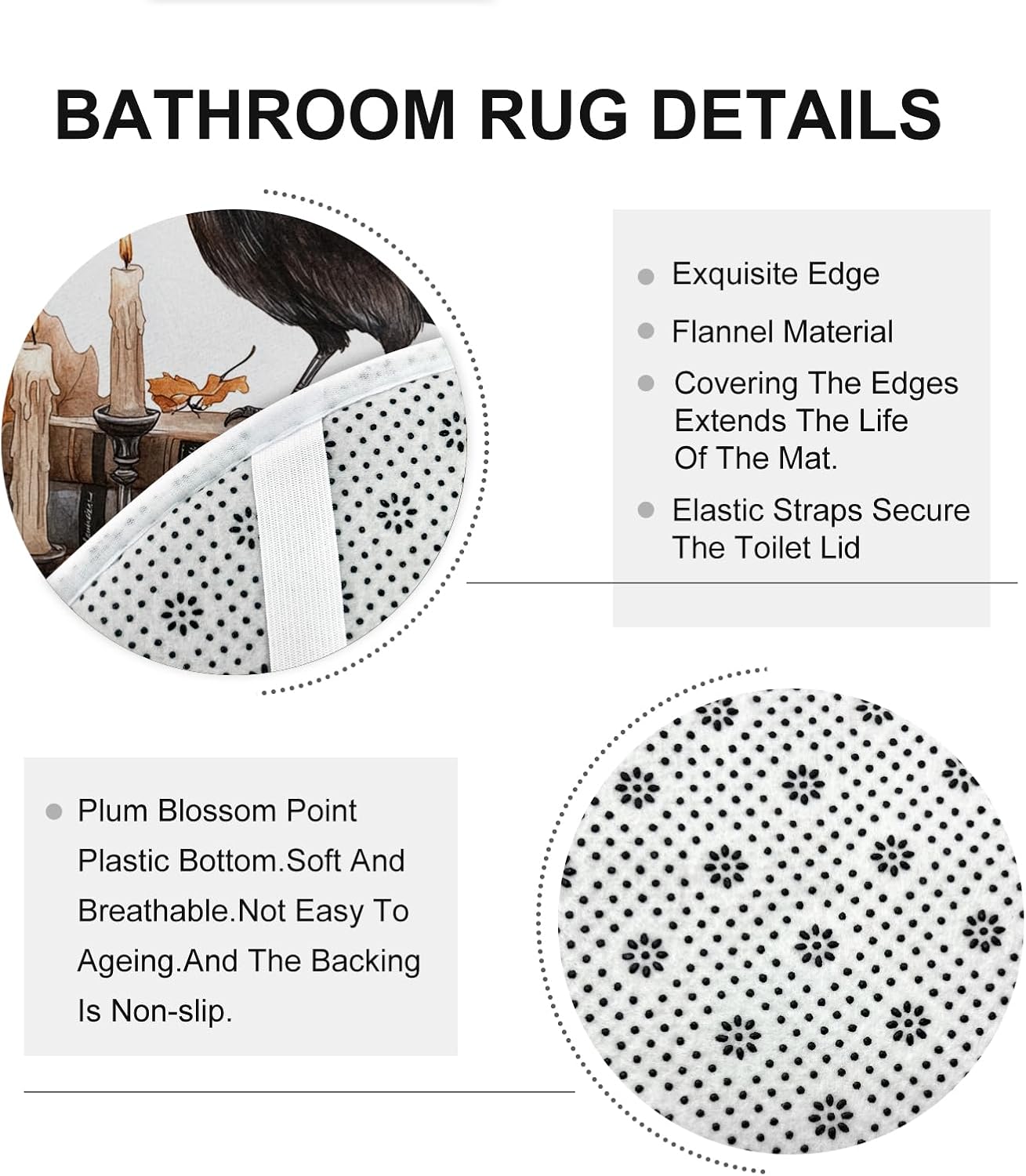 DESIHOM 4PCS Fall Crow Ravens Bird Shower Curtain Set with Non-Slip Rug and Hooks